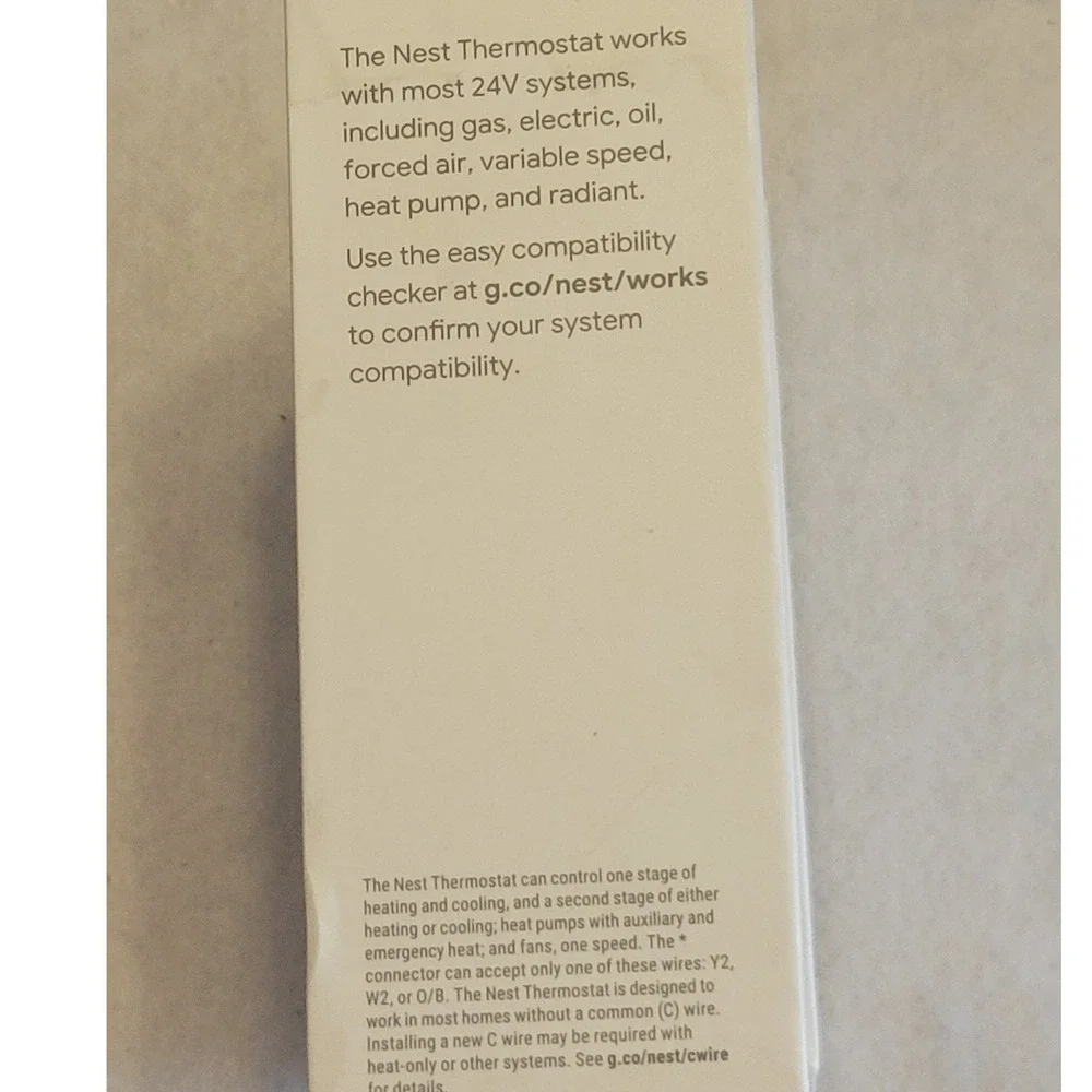 Google Nest Thermostat G4CVZ Snow Smart WiFi Programmable w Base Kit